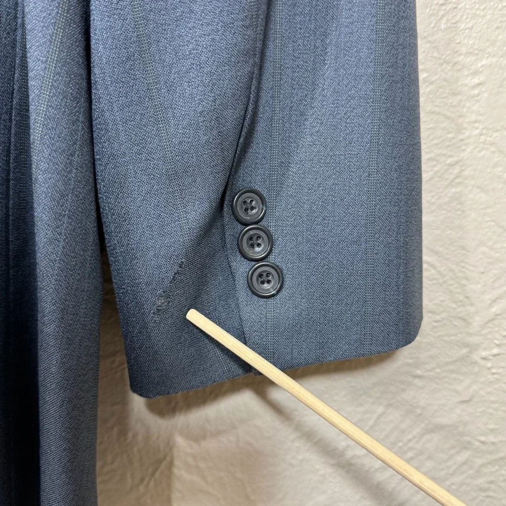 Oscar de la‎ Renta Sport Coat Blazer 44L Blue Wool Old Money Vtg 80s 90s Luxury